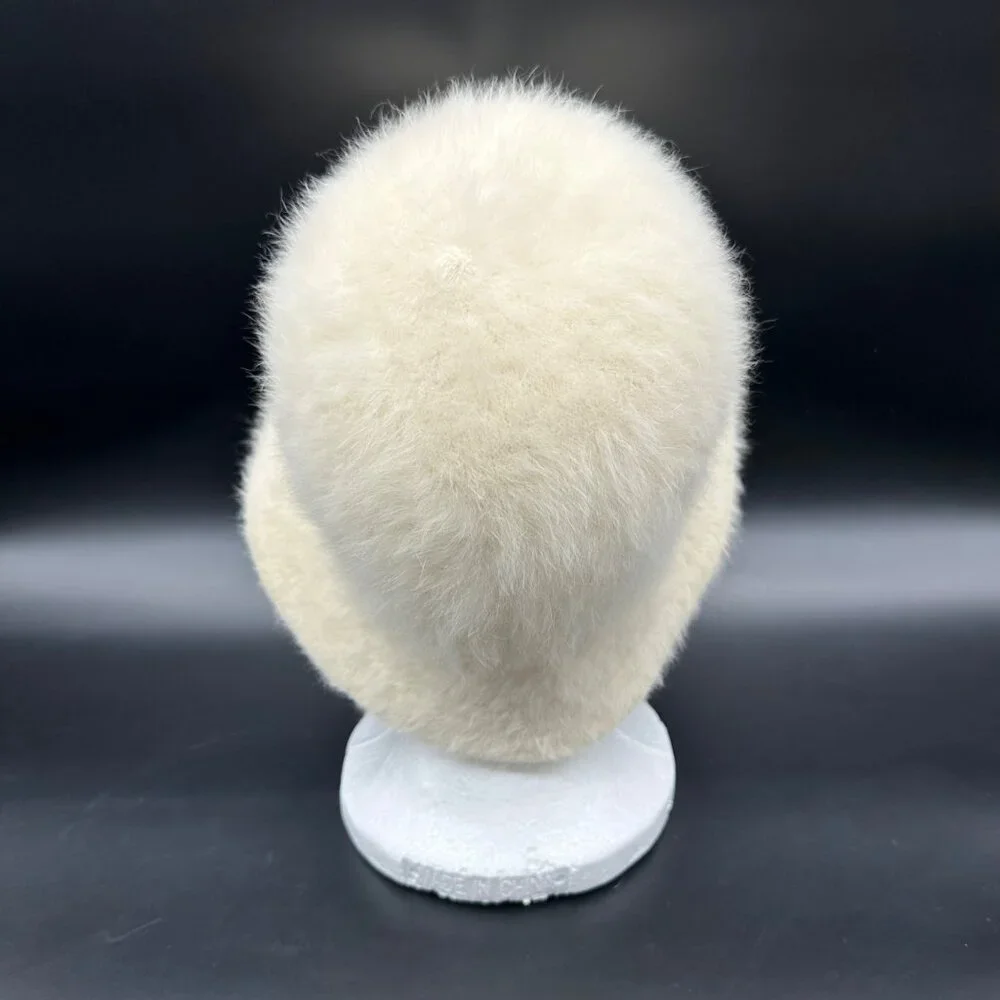 Vintage Hat White Fuzzy Bucket Womens Betmar France Warm Winter 1970s Retro Fash - Picture 3 of 8
